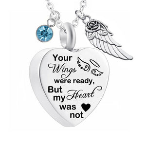 Dletay Heart Cremation Necklace for Ashes Angel Wing Urn Necklace