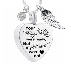 Dletay Heart Cremation Necklace for Ashes Angel Wing Urn Necklace