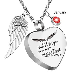 Your Wings were Ready My Heart was Not Heart Urn Necklace