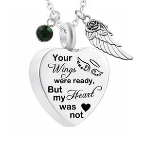 Dletay Heart Cremation Necklace for Ashes Angel Wing Urn Necklace