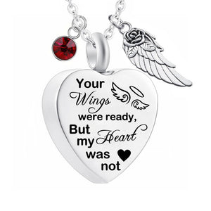 Dletay Heart Cremation Necklace for Ashes Angel Wing Urn Necklace