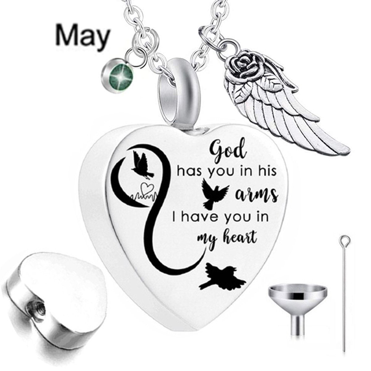 Heart Urn Necklace with Birthstone