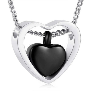 Double Heart Urn Ashes Necklace