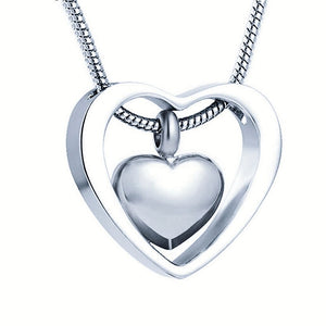 Double Heart Urn Ashes Necklace