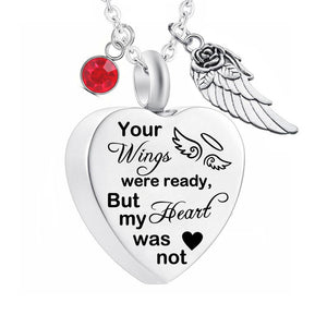 Dletay Heart Cremation Necklace for Ashes Angel Wing Urn Necklace