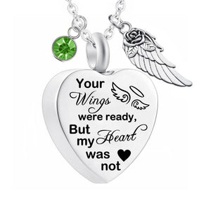 Dletay Heart Cremation Necklace for Ashes Angel Wing Urn Necklace