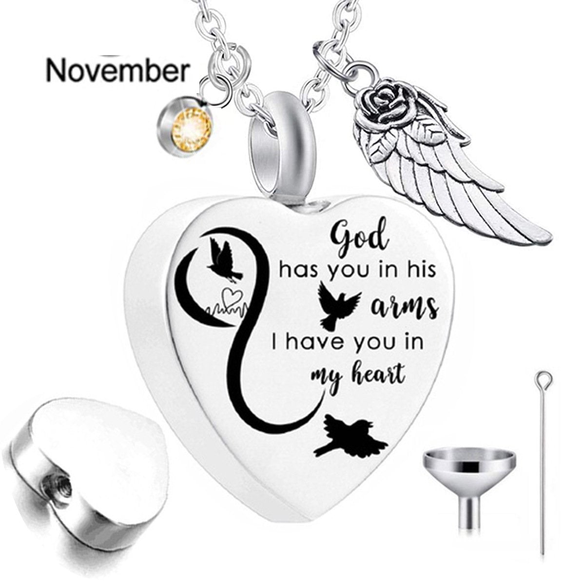 Heart Urn Necklace with Birthstone