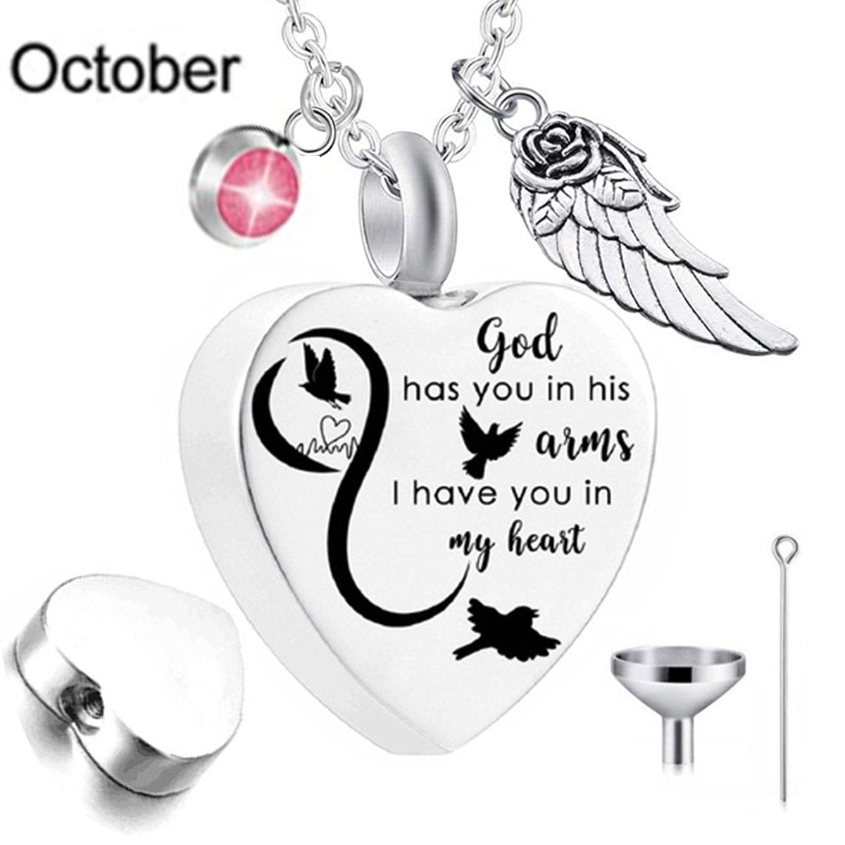 Heart Urn Necklace with Birthstone