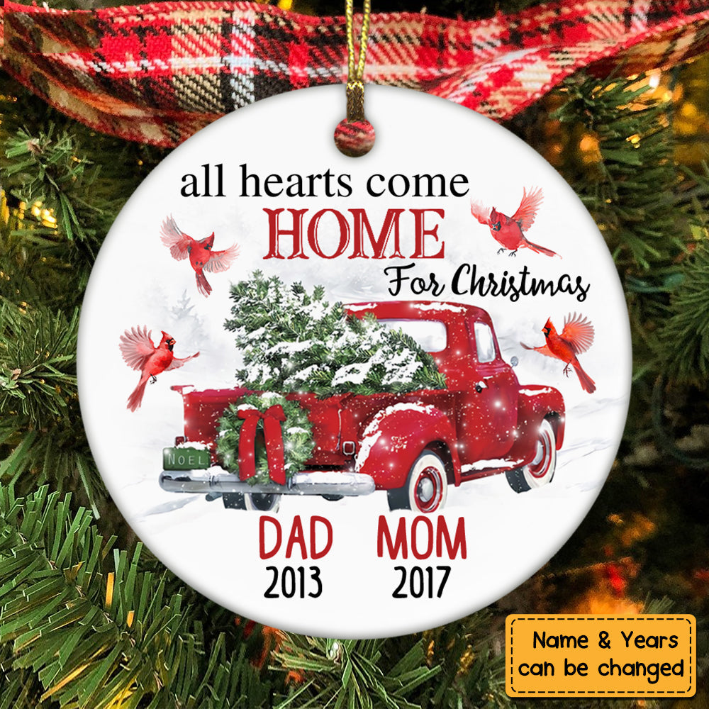Personalized Cardinal Memorial Mom Dad Circle Ornament