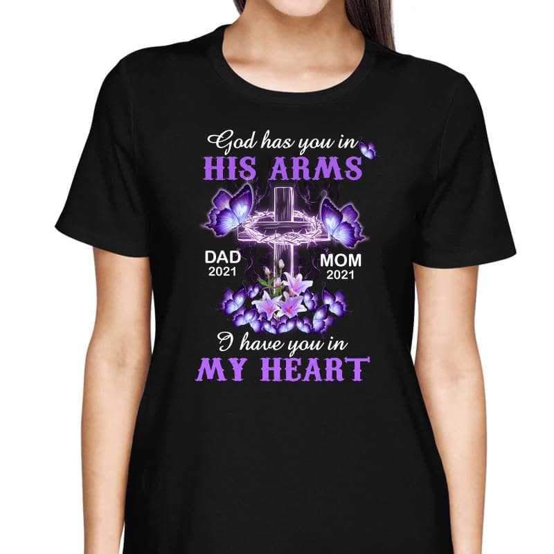 Purple Butterflies Cross Memorial Personalized T-shirt