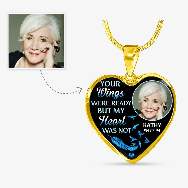 Your Wings Were Ready Personalized Heart Necklace