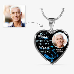Your Wings Were Ready Personalized Heart Necklace